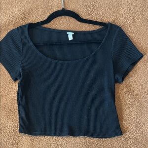 Colsie Black Ribbed Crop Top